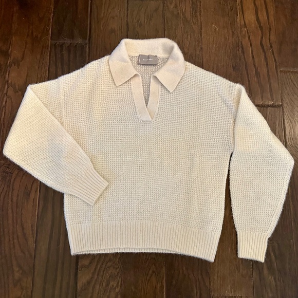 New Everlane The Alpaca Waffle-Stitch Polo | Snow (Ivory) | Size M - Picture 4 of 8